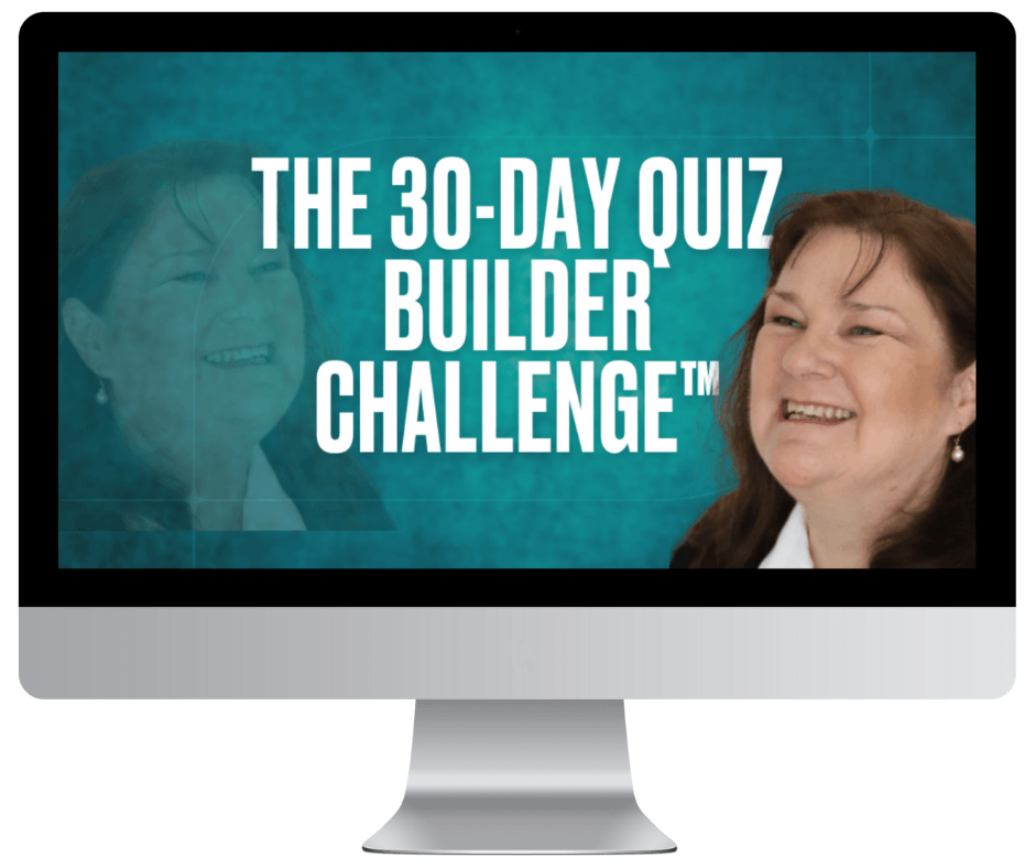 The 30-Day Quiz Builder Challenge shown on a computer screen