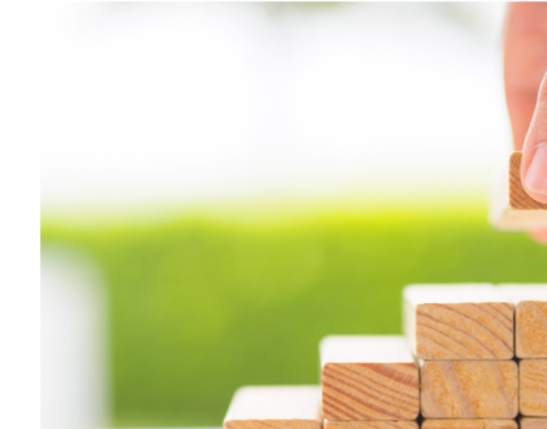 Building blocks stacked into rising steps